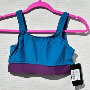 Theatricals adult XS teal and eggplant purple dance crop top NWT